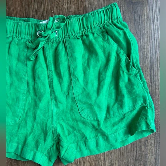 C&C CALIFORNIA Linen High Waist Kelly Green Shorts Elastic Coastal Casual | Sz S - Picture 5 of 8